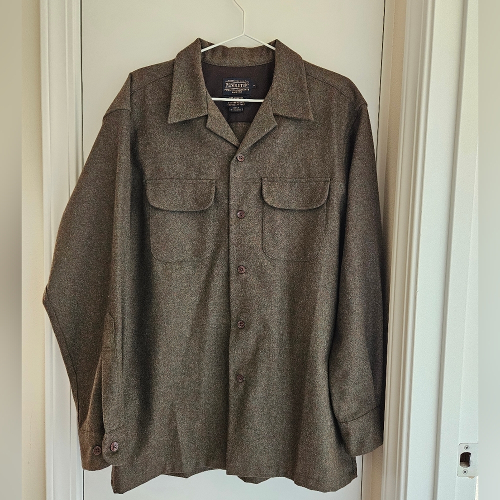 Men's PENDLETON Original Board Shirt - Peat Moss - Medium - Washable Wool
